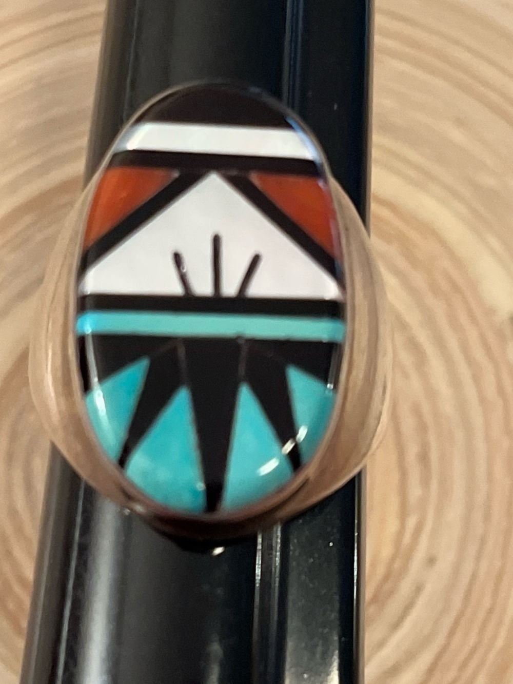 Native American  Men’s Zuni Inlay Ring - Picture 2 of 13